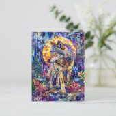 Wolf huilt onder volle maan briefkaart (Staand voorkant)