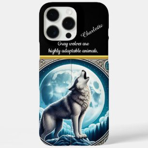 Wolf huilt 's nachts bij volle maan iPhone 16 pro max hoesje