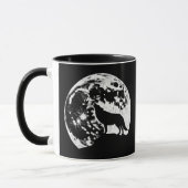 Wolf huilt tegen volle maan mok (Links)