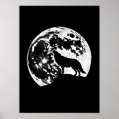 Wolf huilt tegen volle maan poster (Voorkant)