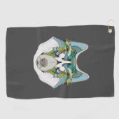 Wolf husky brak groen blauw golfhanddoek (Horizontaal)