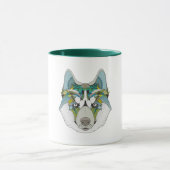 Wolf husky brak groen blauw mok (Midden)