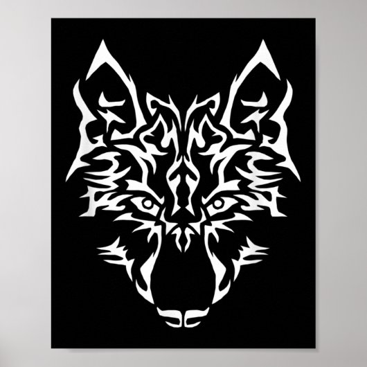 Wolf I Predator Mystic Dog Tattoo Gift Poster (Voorkant)
