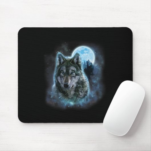 Wolf Icy Moon Galaxy Jacht op Grijze Wolven Voor Muismat (Met muis)