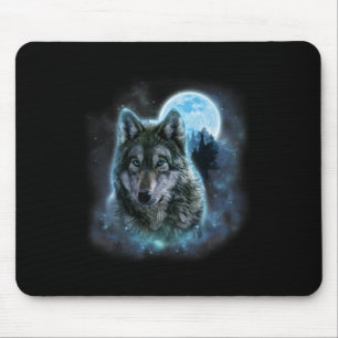 Wolf Icy Moon Galaxy Jacht op Grijze Wolven Voor Muismat