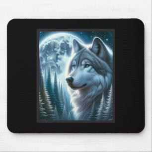 Wolf Icy Moon Galaxy Jacht op Grijze Wolven Voor Muismat