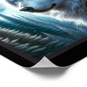 Wolf Icy Moon Galaxy Jacht op Grijze Wolven Voor Poster (Hoek)