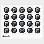 Wolf Icy Moon Galaxy Jacht op Grijze Wolven Voor Ronde Sticker (Vel)