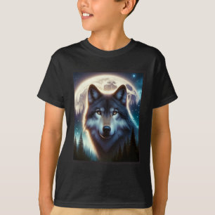 Wolf Icy Moon Galaxy Jacht op Grijze Wolven Voor T-shirt