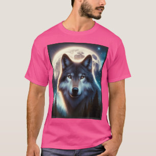 Wolf Icy Moon Galaxy Jacht op Grijze Wolven Voor T-shirt