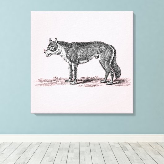 Wolf Illustratie - Sjabloon van 1800 Wolven Canvas Afdruk (Insitu (Houten vloer))