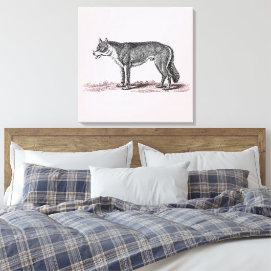Wolf Illustratie - Sjabloon van 1800 Wolven Canvas Afdruk (Insitu (Slaapkamer))