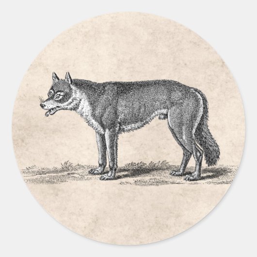 Wolf Illustratie - Sjabloon van 1800 Wolven Ronde Sticker (Voorkant)