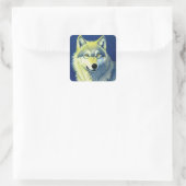 Wolf Illustratie Vierkante Sticker (Tas)