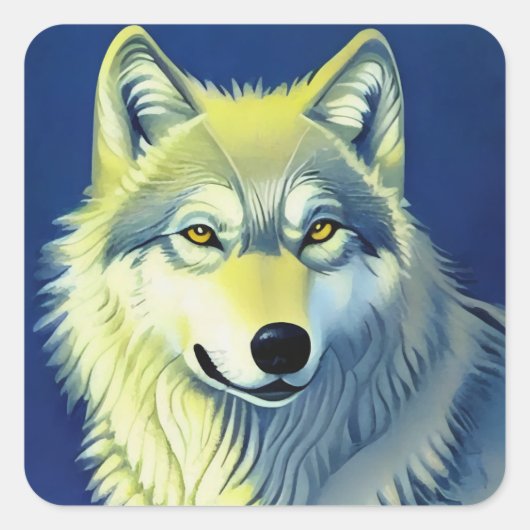 Wolf Illustratie Vierkante Sticker (Voorkant)