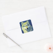Wolf Illustratie Vierkante Sticker (Envelop)
