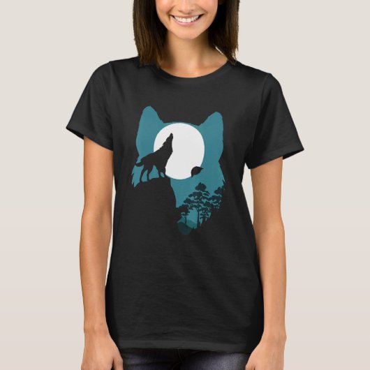 Wolf Illustrator Howling Wolf Moon Wolf T-shirt (Voorkant)