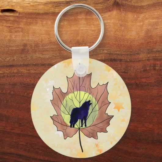 Wolf im Ahornblatt Sleutelhanger (Voorkant)