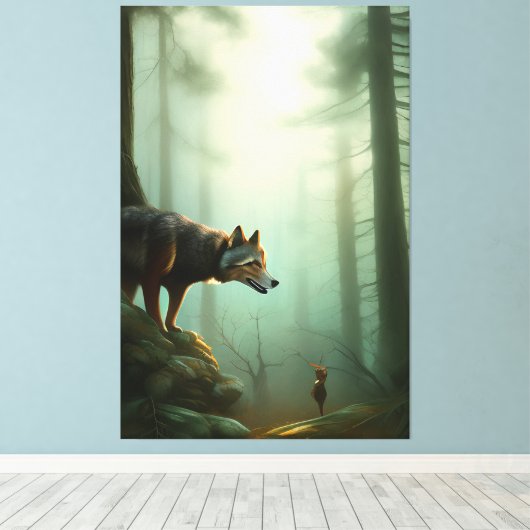 Wolf im Wald Canvas Afdruk (Insitu (Houten vloer))