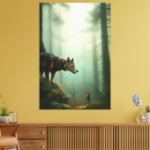 Wolf im Wald Canvas Afdruk (Insitu (Woonkamer))