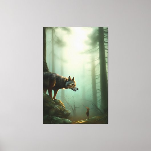 Wolf im Wald Canvas Afdruk (Voorkant)
