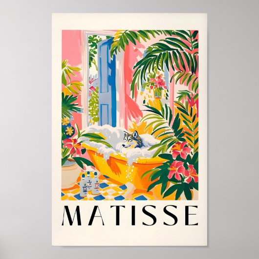 Wolf in bad Grappig Poster, Matisse Art Print, M Poster (Voorkant)
