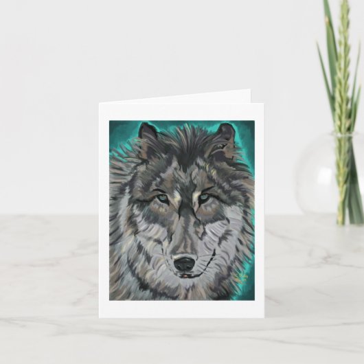 Wolf in Blauwgroen Ijs notecard Kaart (Voorkant)