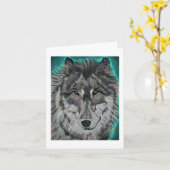 Wolf in Blauwgroen Ijs notecard Kaart (Gele Bloem)
