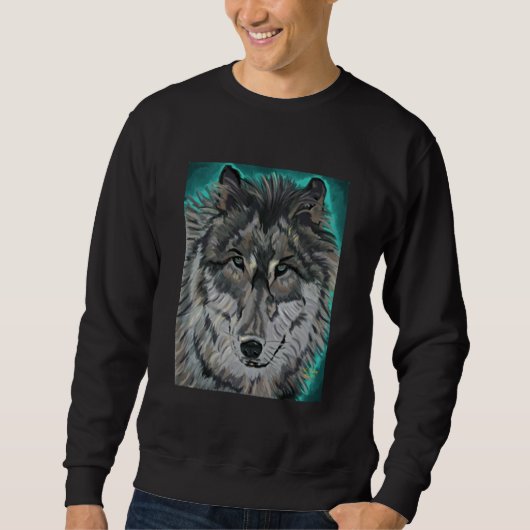 Wolf in Blauwgroen ijsshirt Trui (Voorkant)