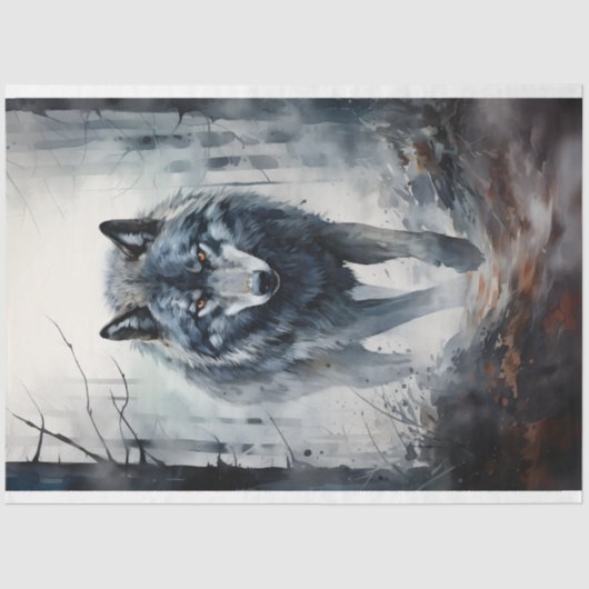 Wolf in bos 1 Decoupage papier (Voorkant)