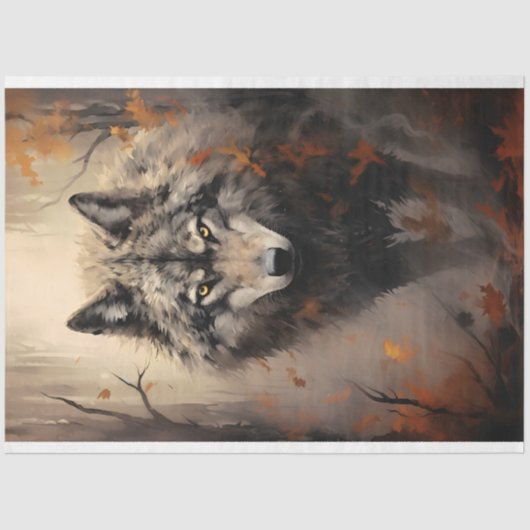 Wolf in bos 2 Decoupage papier (Voorkant)