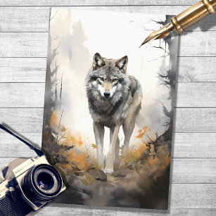 Wolf in bos 3 Decoupage papier