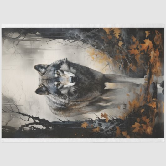 Wolf in bos 4 Decoupage papier (Voorkant)