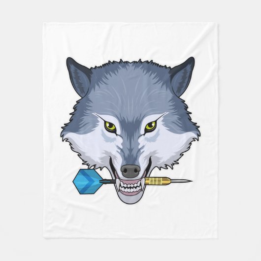 Wolf in Darts met Dart Fleece Deken (Voorkant)