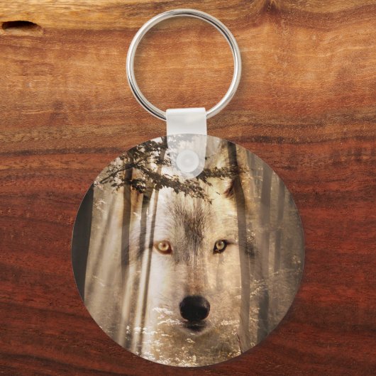 Wolf in de bossen sleutelhanger (Voorkant)