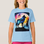Wolf in de bossen waterverf t-shirt (Voorkant)