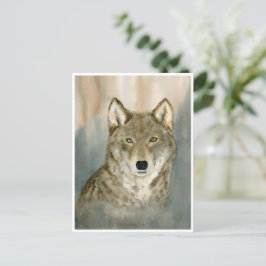 Wolf in de Mist Waterverf Briefkaart