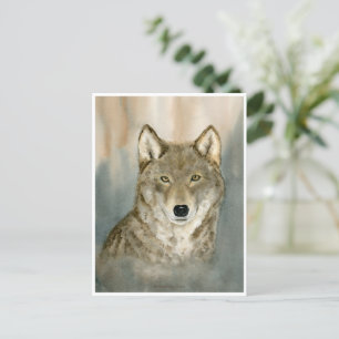 Wolf in de Mist Waterverf Briefkaart