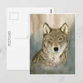 Wolf in de Mist Waterverf Briefkaart (Voorkant / Achterkant)