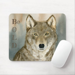 Wolf in de mist Waterverf Muismat