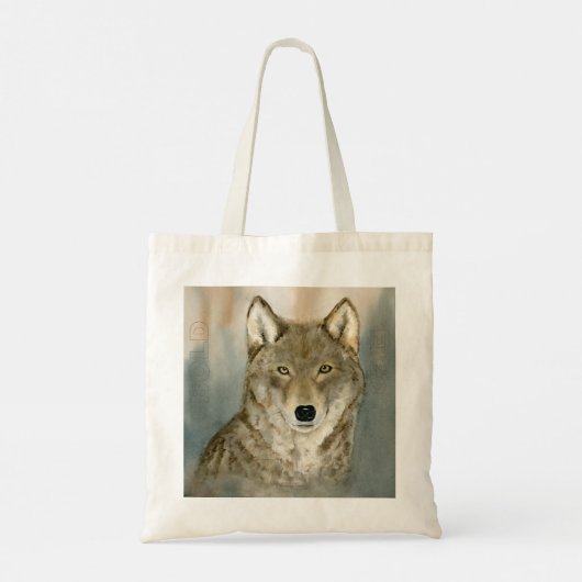 Wolf in de Mist Waterverf Tote Bag (Achterkant)
