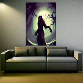 Wolf in de nacht | AI Art Poster