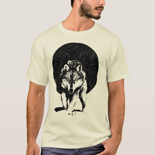 Wolf in de nacht t-shirt (Voorkant)