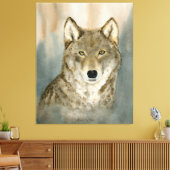 Wolf in de nevel aquarel canvas afdruk (Insitu (Woonkamer))