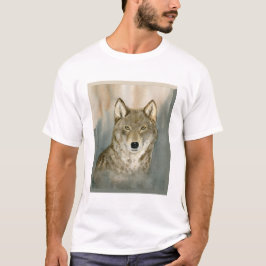 Wolf in de nevel aquarel t-shirt