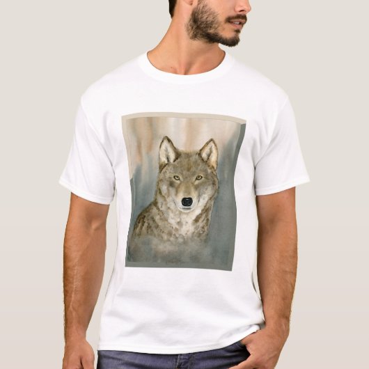 Wolf in de nevel aquarel t-shirt (Voorkant)