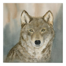 Wolf in de nevel waterverf