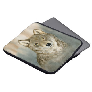 Wolf in de nevelige waterverf laptop sleeve