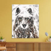 Wolf in de sneeuw canvas afdruk (Insitu (Woonkamer))
