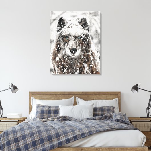 Wolf in de sneeuw canvas afdruk (Insitu (Slaapkamer))